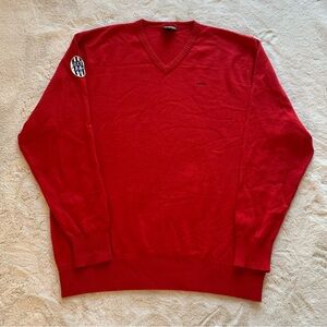 Lotto Italian Sport Design Men's Red Cashmere V-Neck Sweater Size XXL